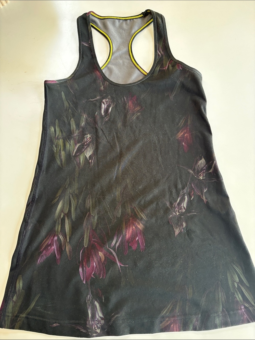 Lululemon Floral Black Racerback Active Tank with Purple Accents - Picture 5 of 12